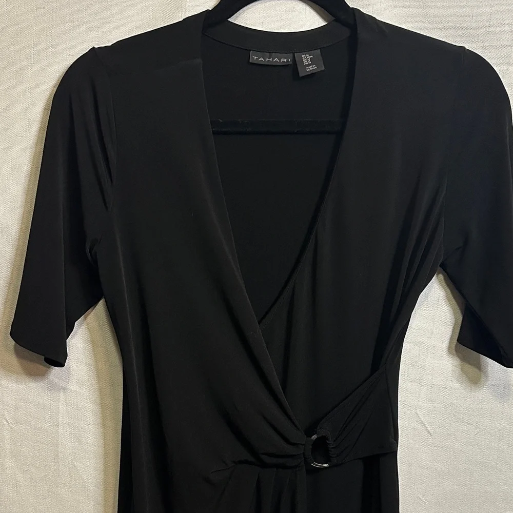 Tahari Black Wrap Dress - Picture 4 of 7